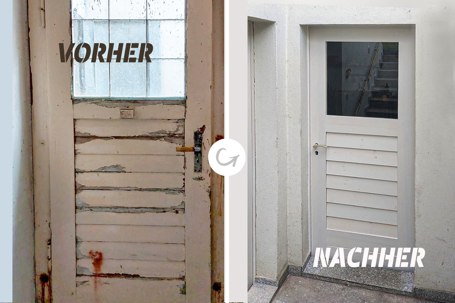 Vorher/ Nachher Holztür